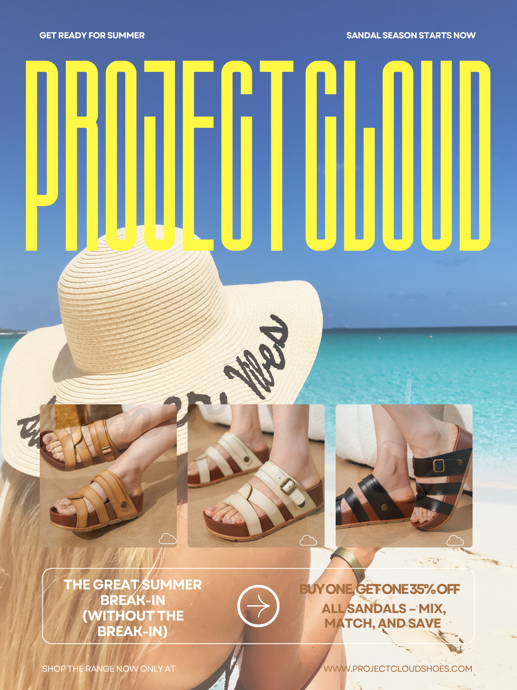 Project Cloud Summer Sandals: Comfortable sandals for all-day wear, leather straps and arch support.