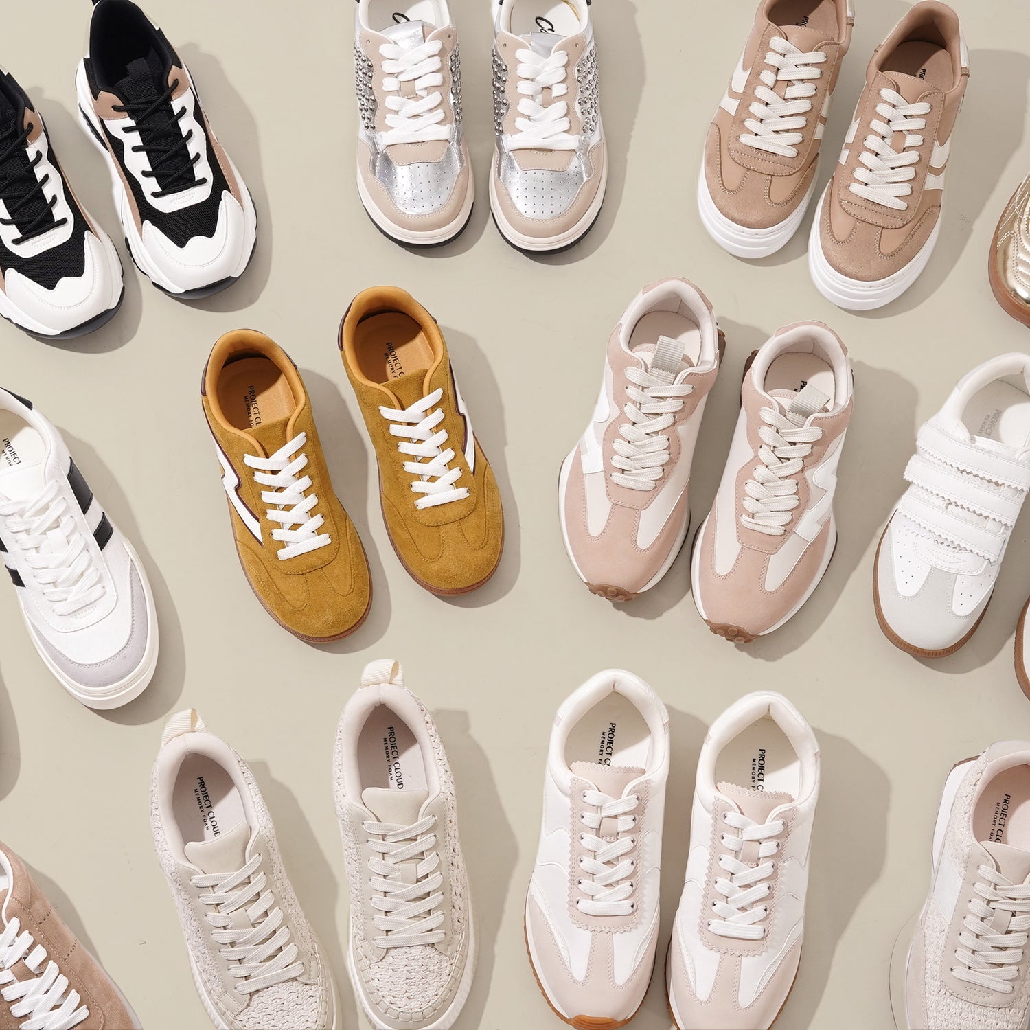 Project Cloud Fashion Sneakers – Stylish and Lightweight Sneakers with Woven Detailing, ProjectPlush™ Cushioning, and a Modern Lace-Up Design in Neutral Tones