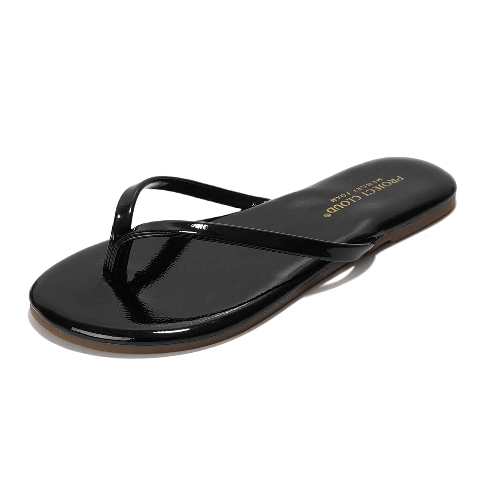 Project Cloud Little Foundations black flip-flops featuring ProjectPlush memory foam for kids, vegan leather.