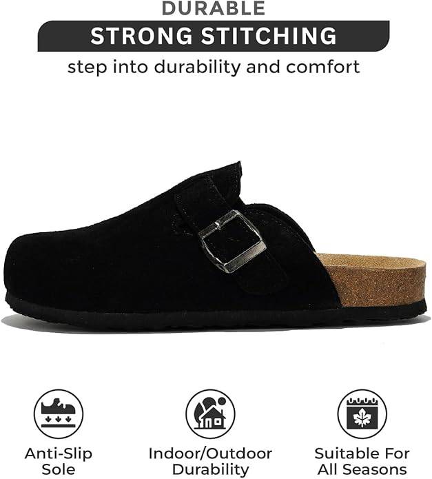 Project Cloud Benton Clogs, black suede, durable design, anti-slip sole, suitable for all seasons.