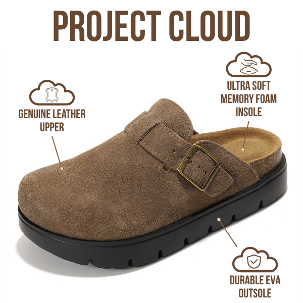 Project Cloud | "Benton Chunky" Women Clogs | Genuine Leather | Arch Support | ProjectPlush | Lightweight | Non-Slip