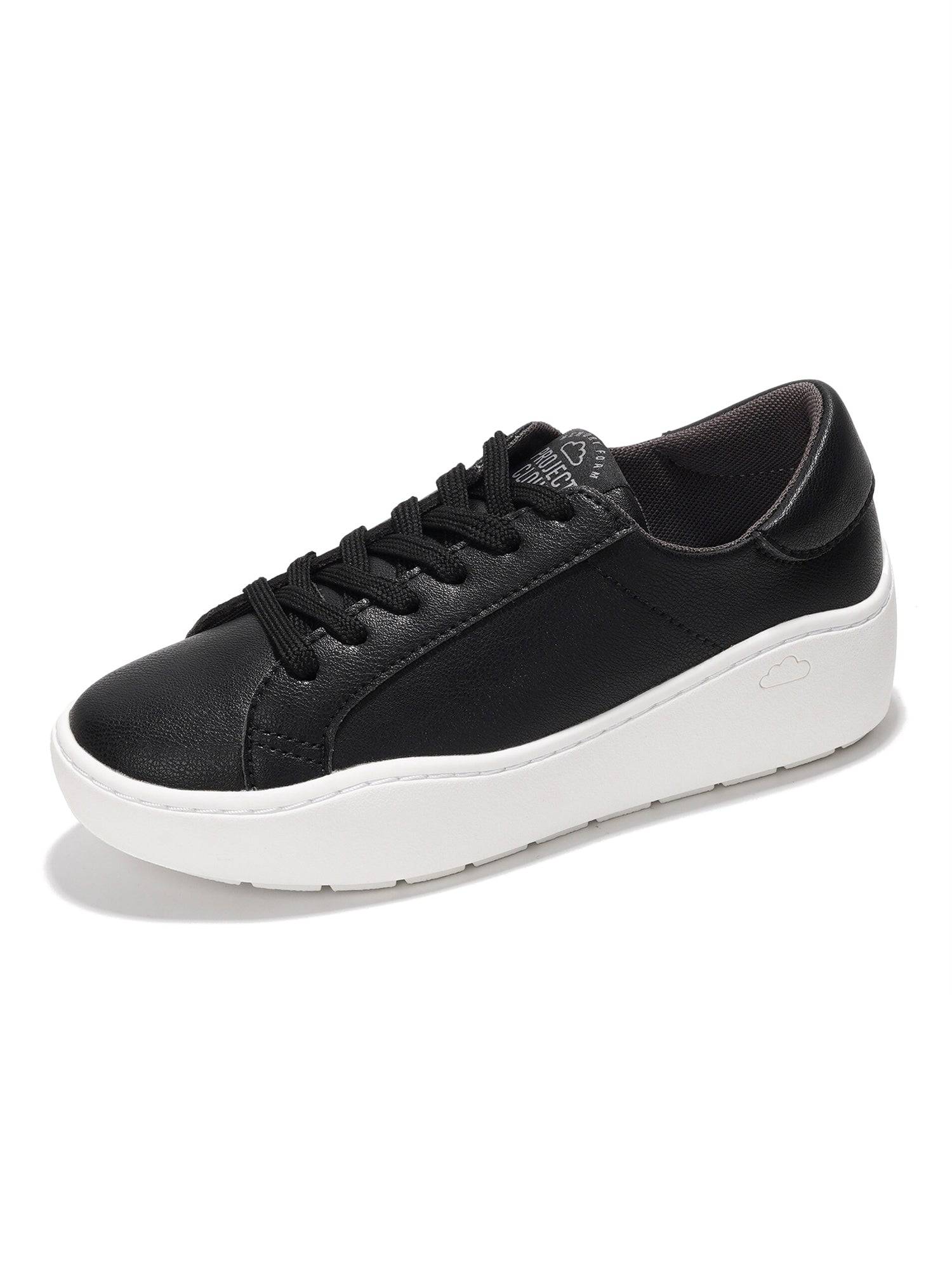 Project Cloud Bossy black platform sneakers with white sole and lace-up design.