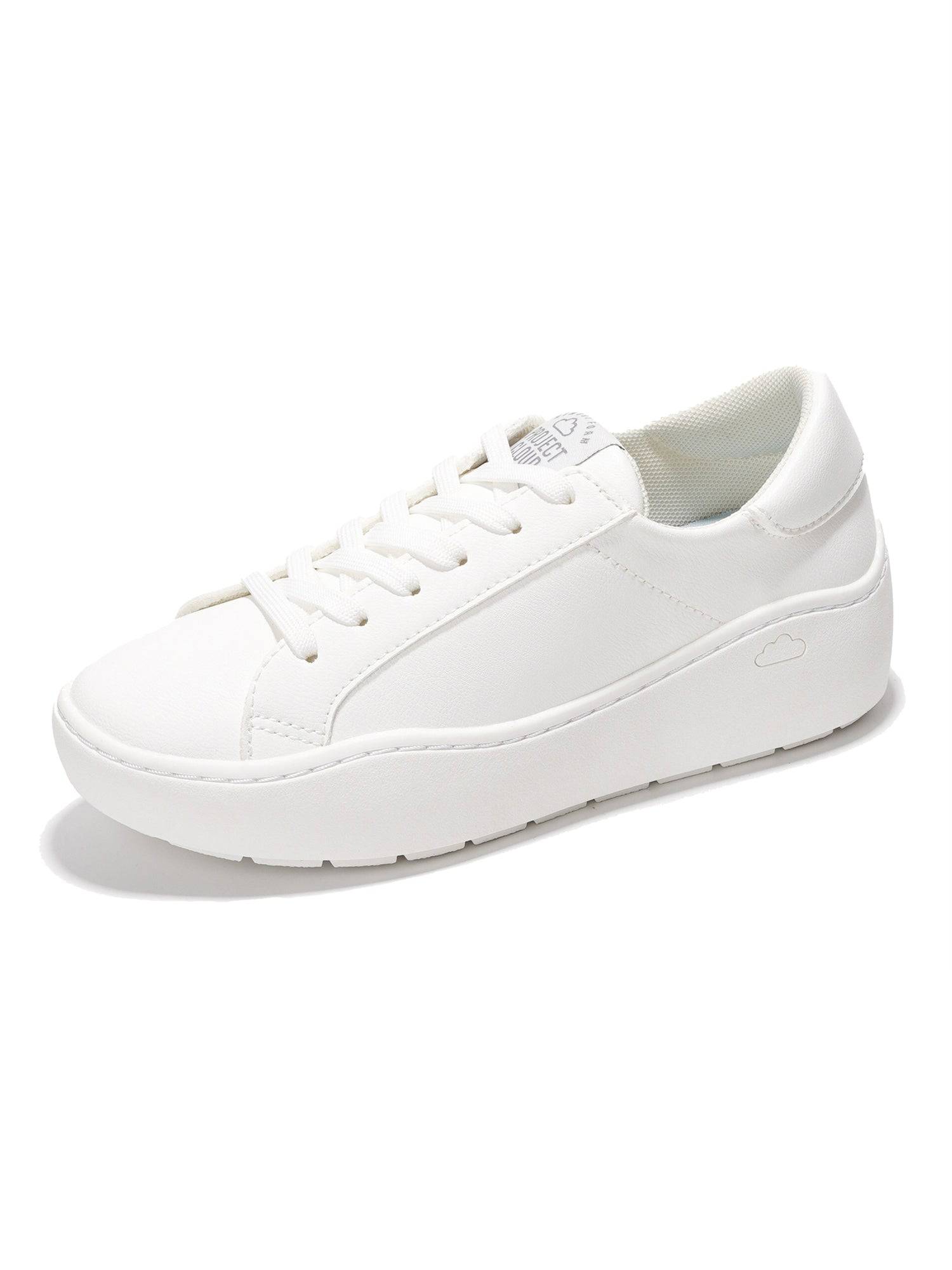 Project Cloud Bossy white platform sneakers, lace-up, ProjectPlush memory foam, stylish.