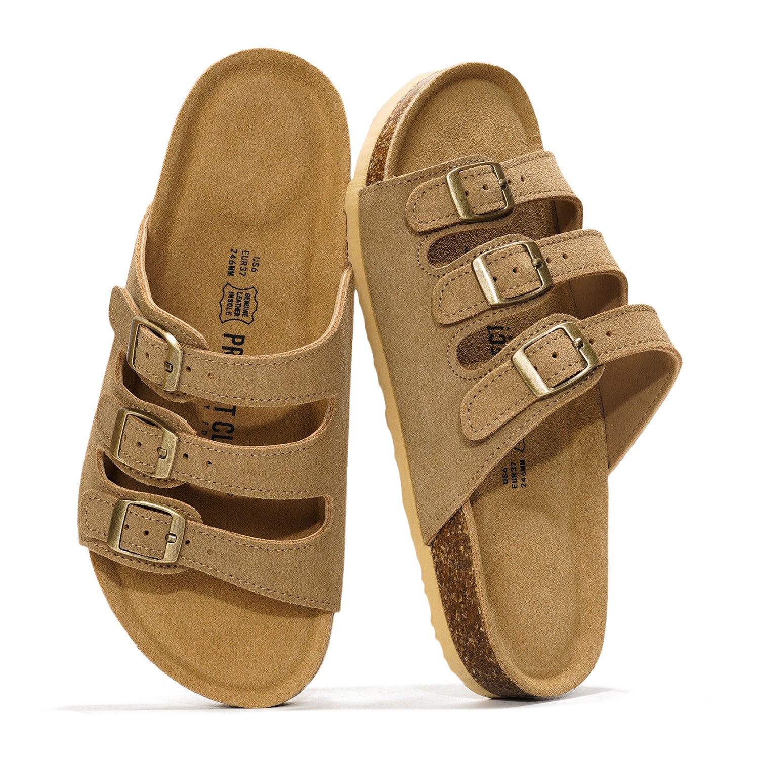 Leather Sandals | Triple Strap Design | Memory Foam Comfort
