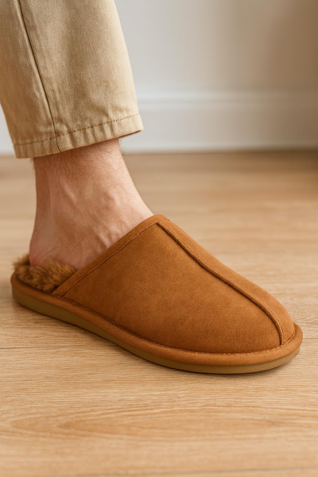 Project Cloud | "Colin" Mens House Slippers | Genuine Sheepskin Upper | Memory Foam | Lightweight | Non-Slip