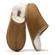 Project Cloud Colin Slippers: Brown suede with sheepskin lining, memory foam, non-slip sole.