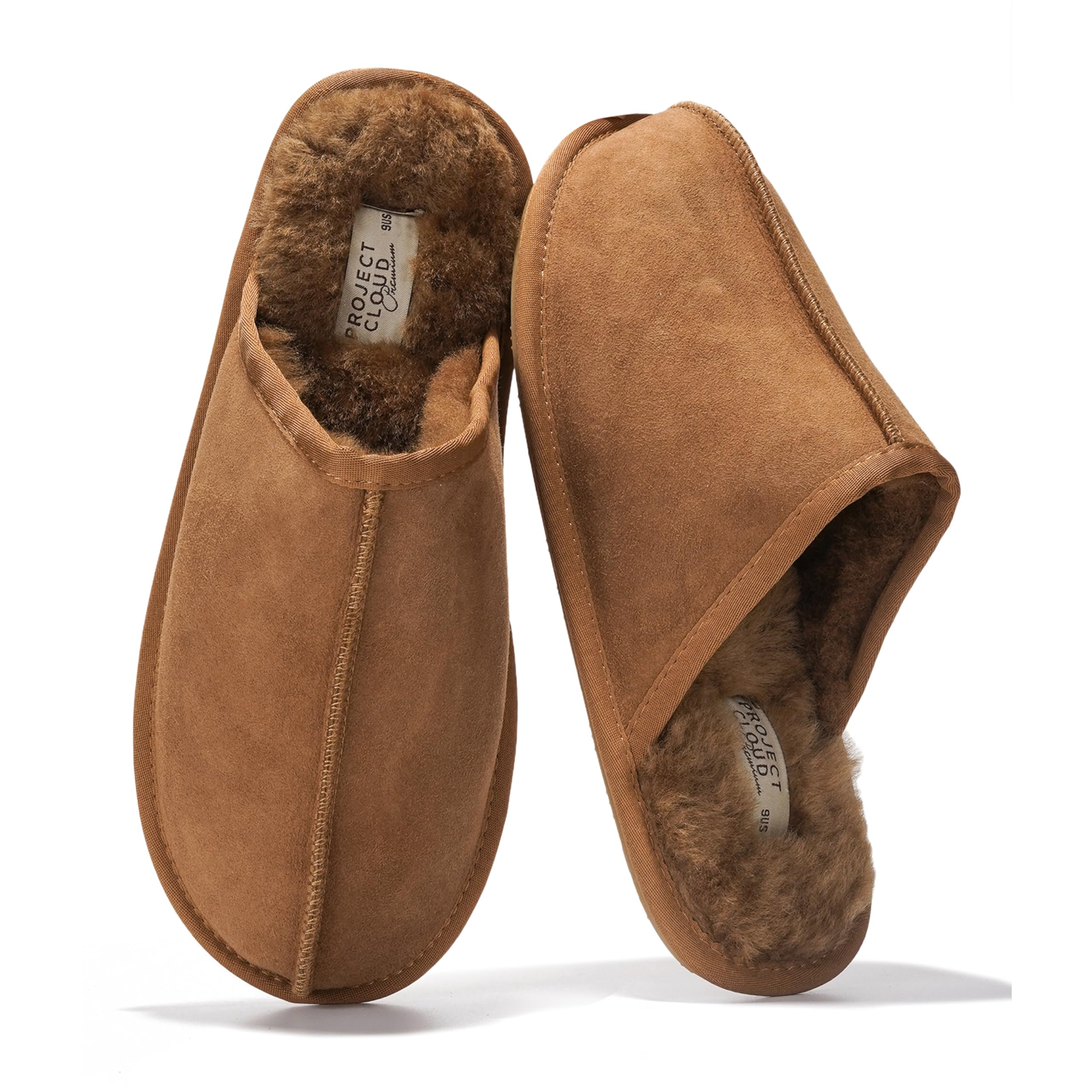 Project Cloud | "Colin" Mens House Slippers | Genuine Sheepskin Upper | Memory Foam | Lightweight | Non-Slip