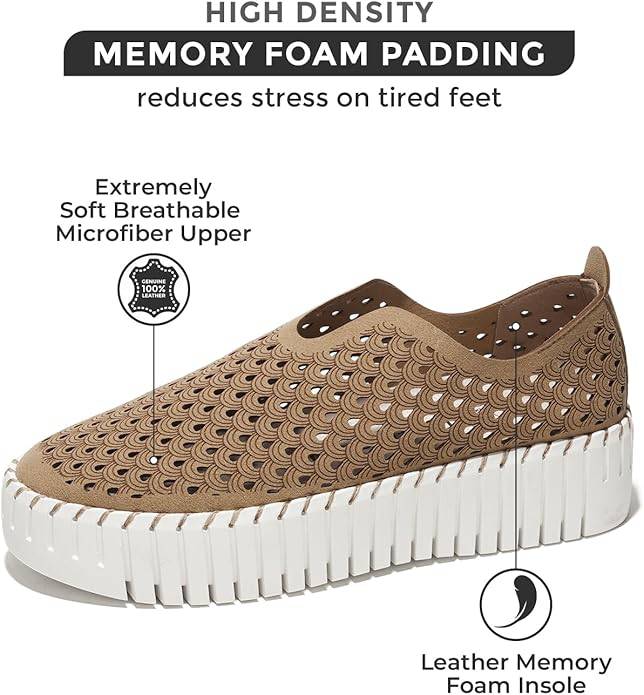 Project Cloud Daffodil leather loafers: memory foam, breathable, slip-on women's work shoes.