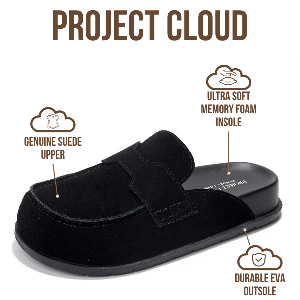 Project Cloud | "Foamy" Genuine Suede Womens Clogs | Memory Foam | Arch Support | Lightweight | Non-Slip