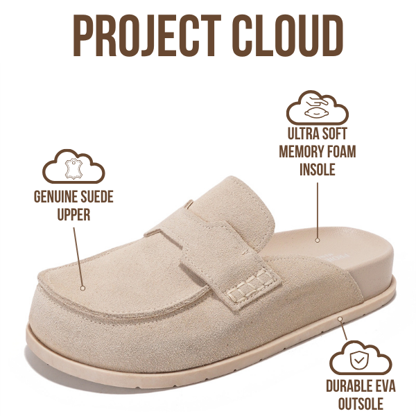 Project Cloud | "Foamy" Genuine Suede Womens Clogs | Memory Foam | Arch Support | Lightweight | Non-Slip