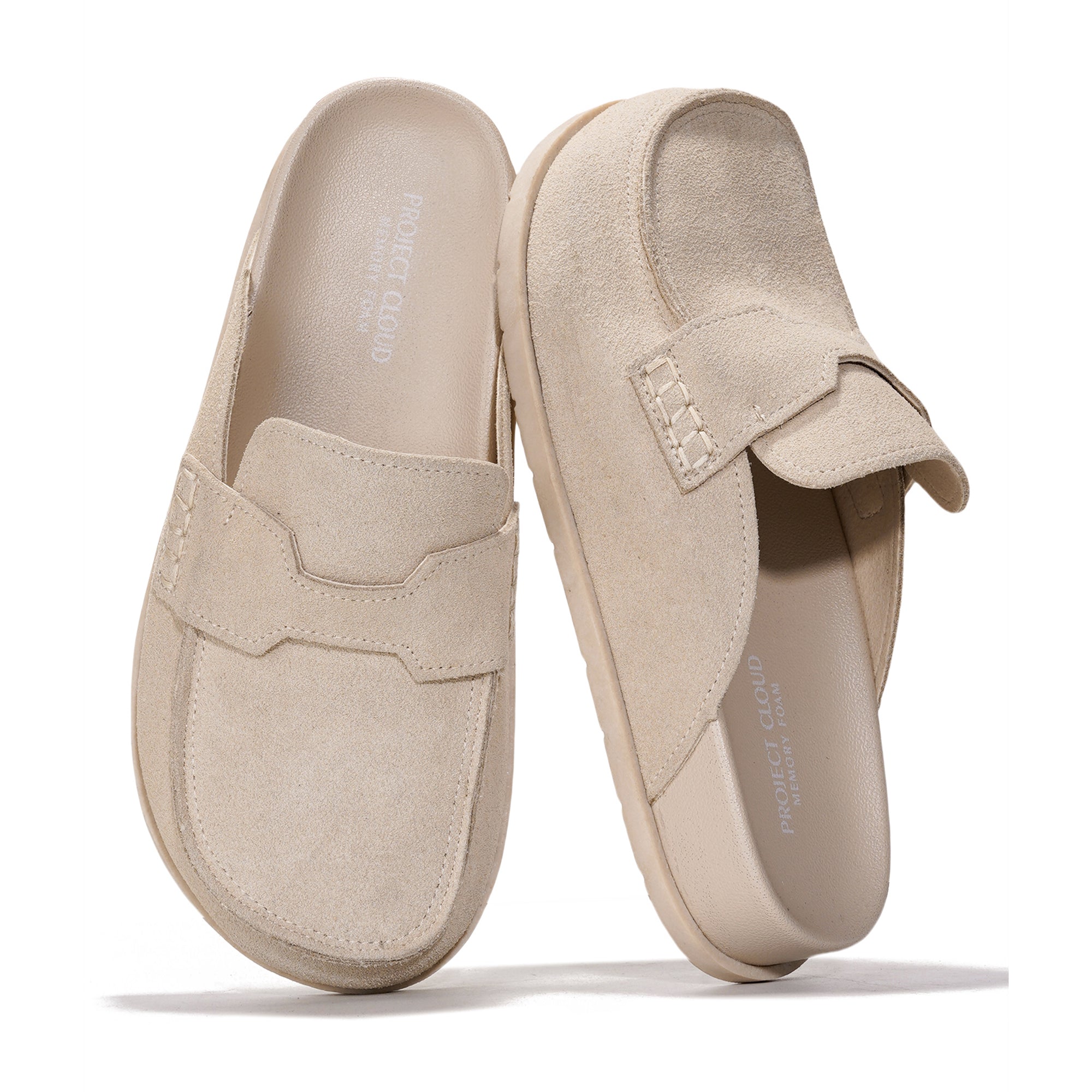 Project Cloud | "Foamy" Genuine Suede Womens Clogs | Memory Foam | Arch Support | Lightweight | Non-Slip