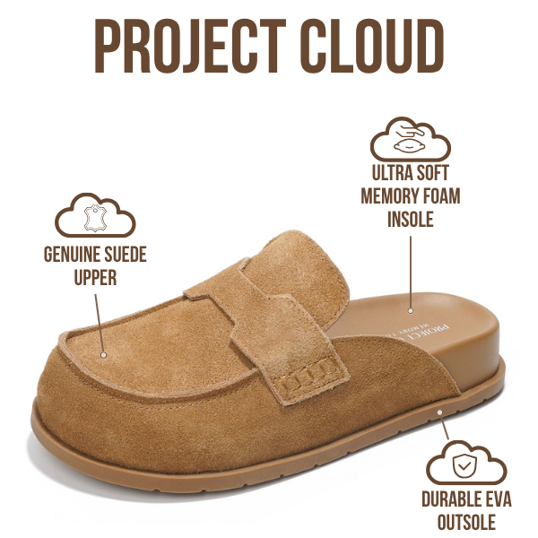 Project Cloud | "Foamy" Genuine Suede Womens Clogs | Memory Foam | Arch Support | Lightweight | Non-Slip
