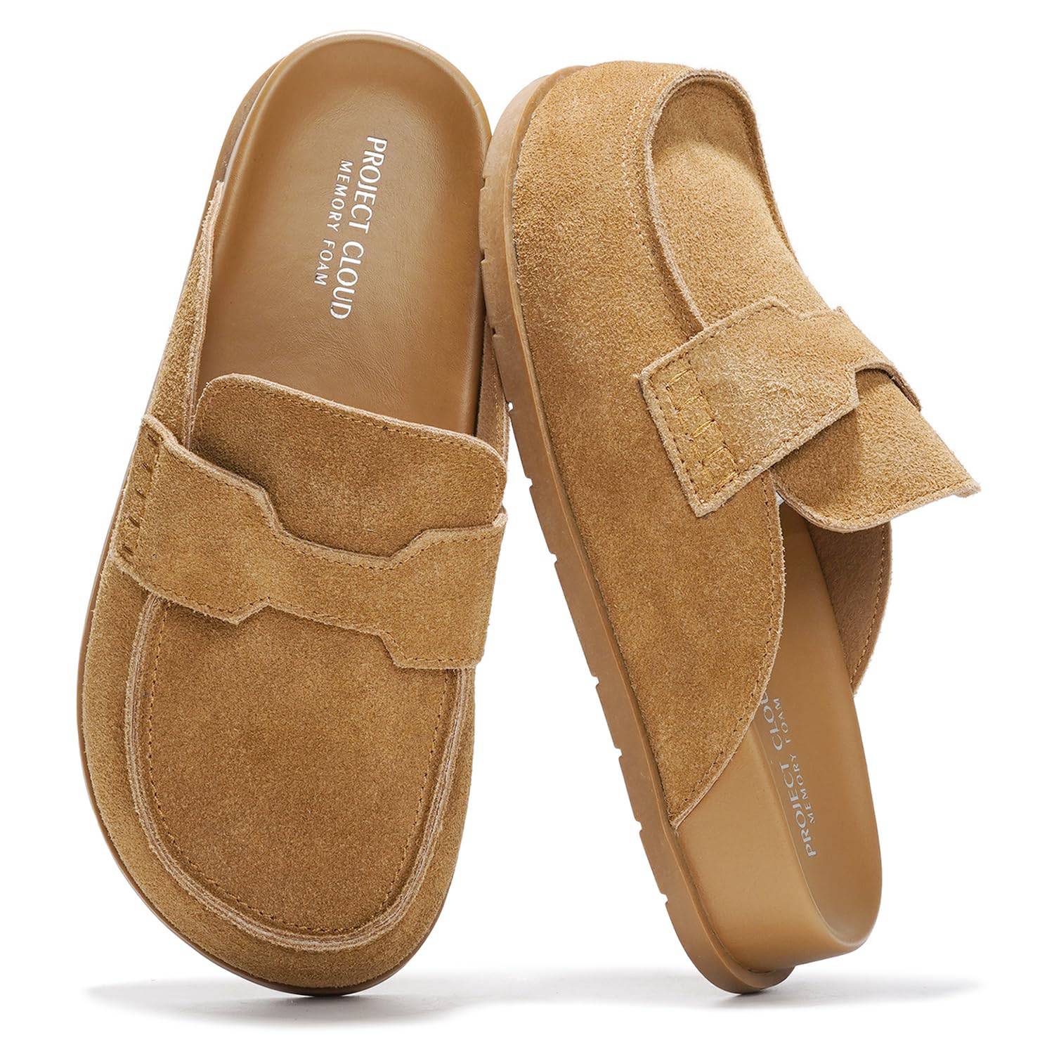 Project Cloud Foamy Suede Clogs for Women: Memory Foam, Arch Support, Non-Slip Sole