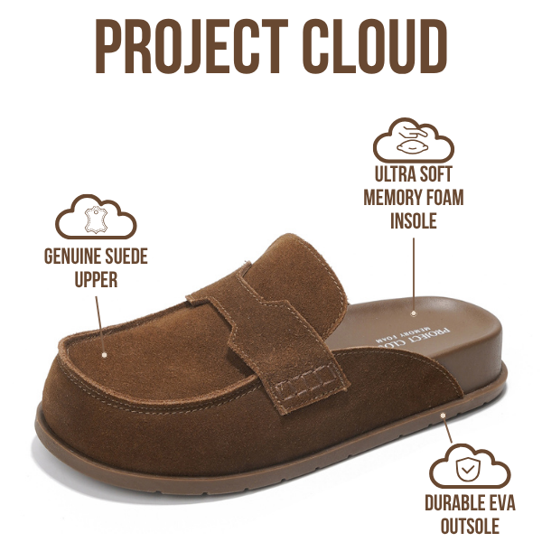 Project Cloud | "Foamy" Genuine Suede Womens Clogs | Memory Foam | Arch Support | Lightweight | Non-Slip