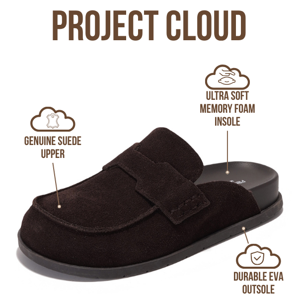 Project Cloud | "Foamy" Genuine Suede Womens Clogs | Memory Foam | Arch Support | Lightweight | Non-Slip