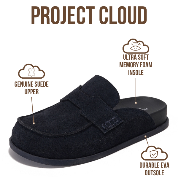 Project Cloud | "Foamy" Genuine Suede Womens Clogs | Memory Foam | Arch Support | Lightweight | Non-Slip
