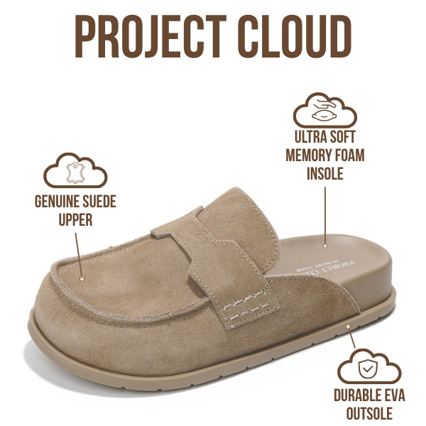 Project Cloud | "Foamy" Genuine Suede Womens Clogs | Memory Foam | Arch Support | Lightweight | Non-Slip
