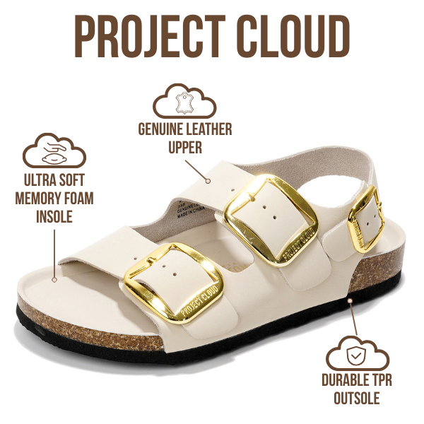 Project Cloud | "Garda" Genuine Leather Summer Sandals - Memory Foam Technology | Lightweight | Anti-Slip