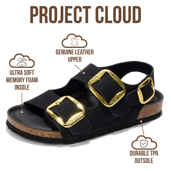 Project Cloud | "Garda" Genuine Leather Summer Sandals - Memory Foam Technology | Lightweight | Anti-Slip