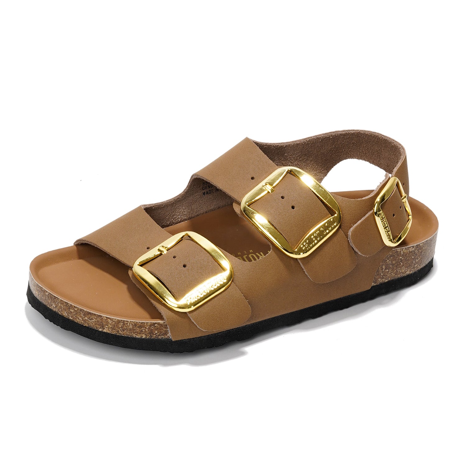 Project Cloud Garda Beige Leather Sandals with Gold Buckles - Summer Footwear