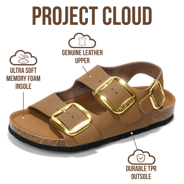 Project Cloud | "Garda" Genuine Leather Summer Sandals - Memory Foam Technology | Lightweight | Anti-Slip