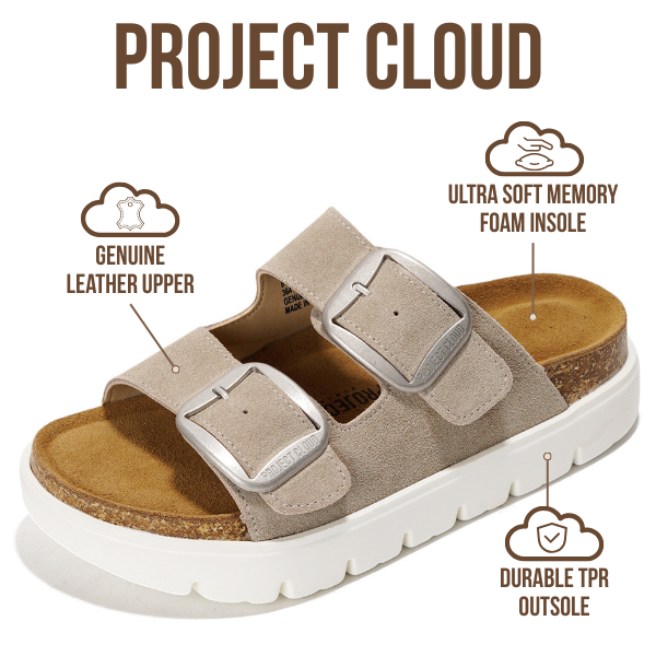 Project Cloud | "Greece Chunky" Women Platform Sandals | Genuine Leather | ProjectPlush | Non-Slip