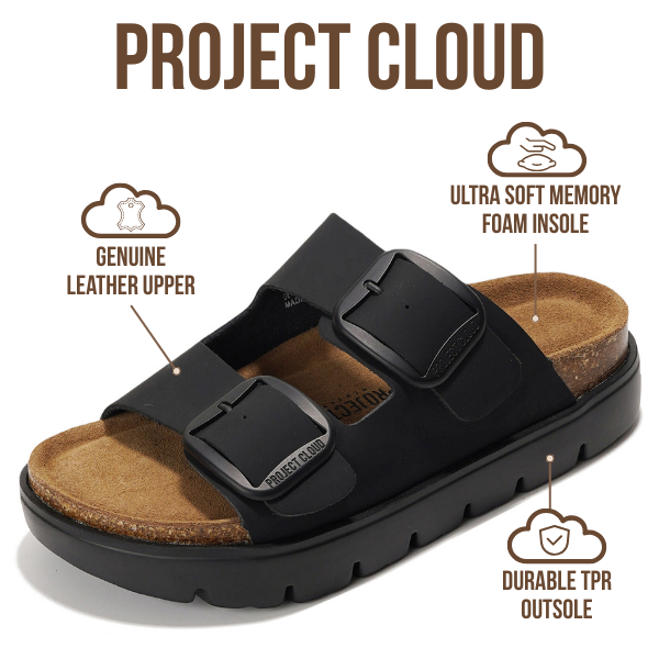 Project Cloud | "Greece Chunky" Women Platform Sandals | Genuine Leather | ProjectPlush | Non-Slip