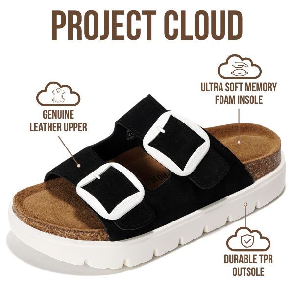 Project Cloud | "Greece Chunky" Women Platform Sandals | Genuine Leather | ProjectPlush | Non-Slip