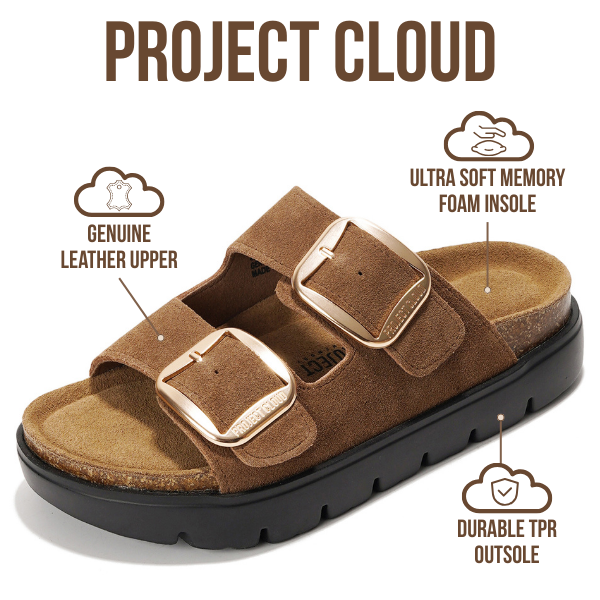 Project Cloud | "Greece Chunky" Women Platform Sandals | Genuine Leather | ProjectPlush | Non-Slip