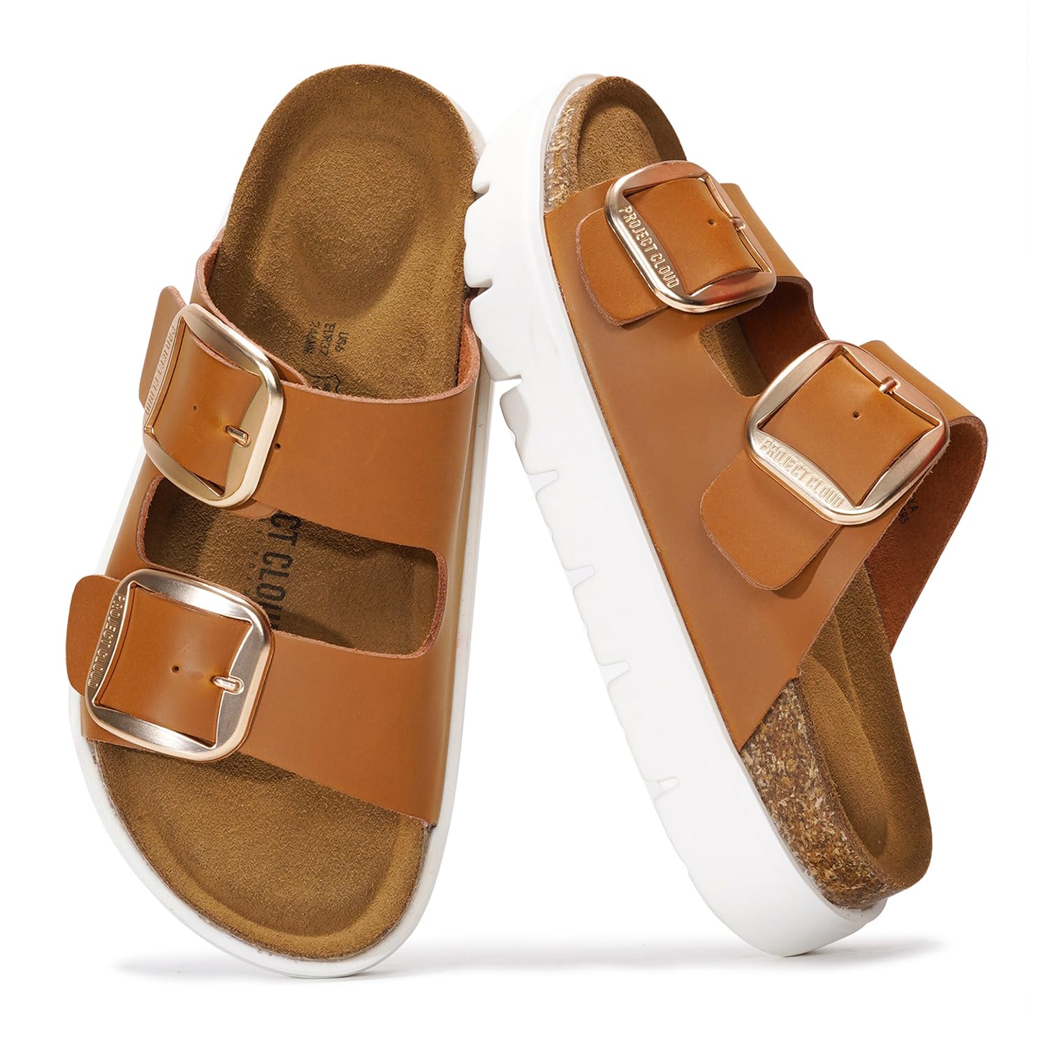 Project Cloud | "Greece Chunky" Women Platform Sandals | Genuine Leather | ProjectPlush | Non-Slip