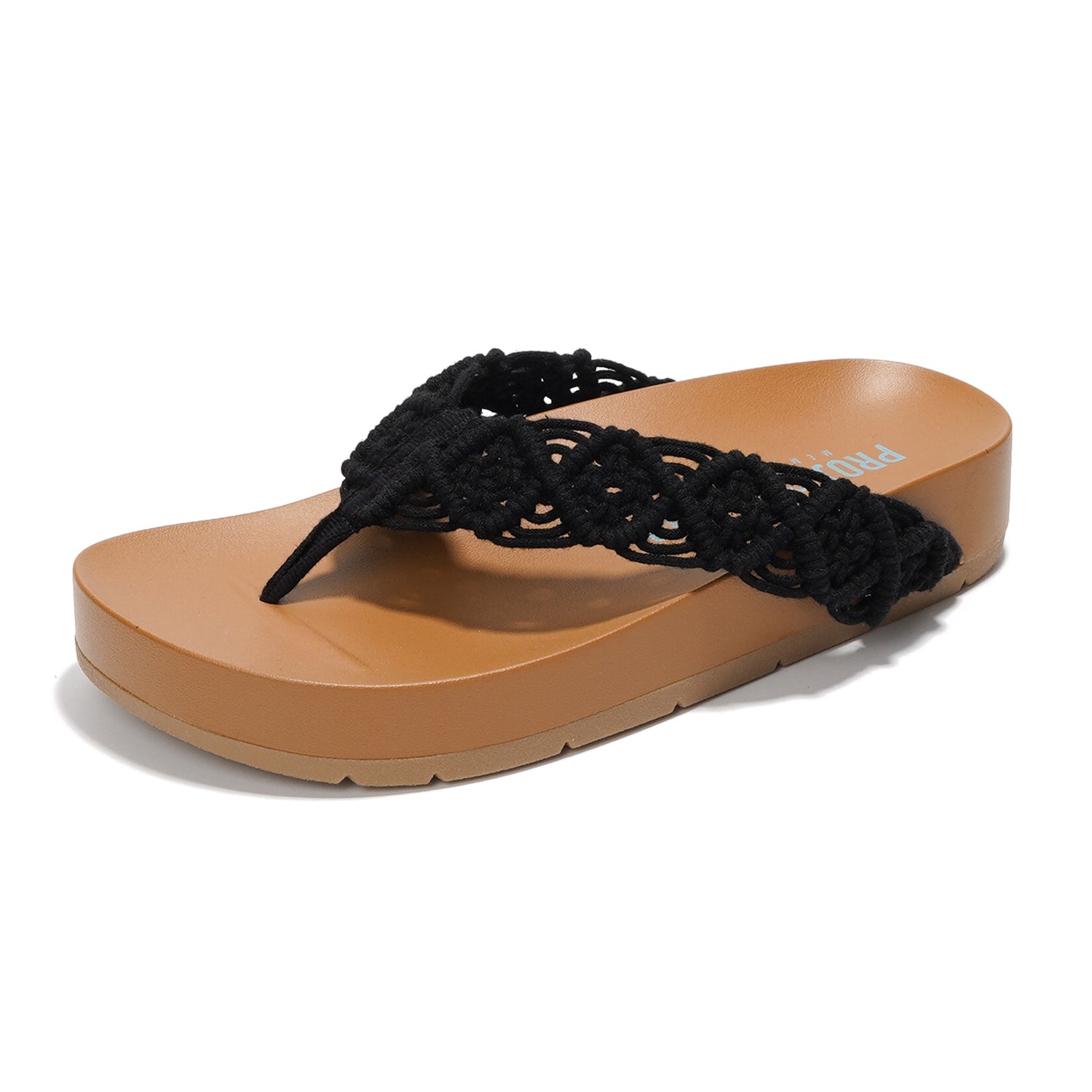 Project Cloud "Hammock" black crochet sandals with memory foam. Stylish women's anti-slip, lightweight footwear