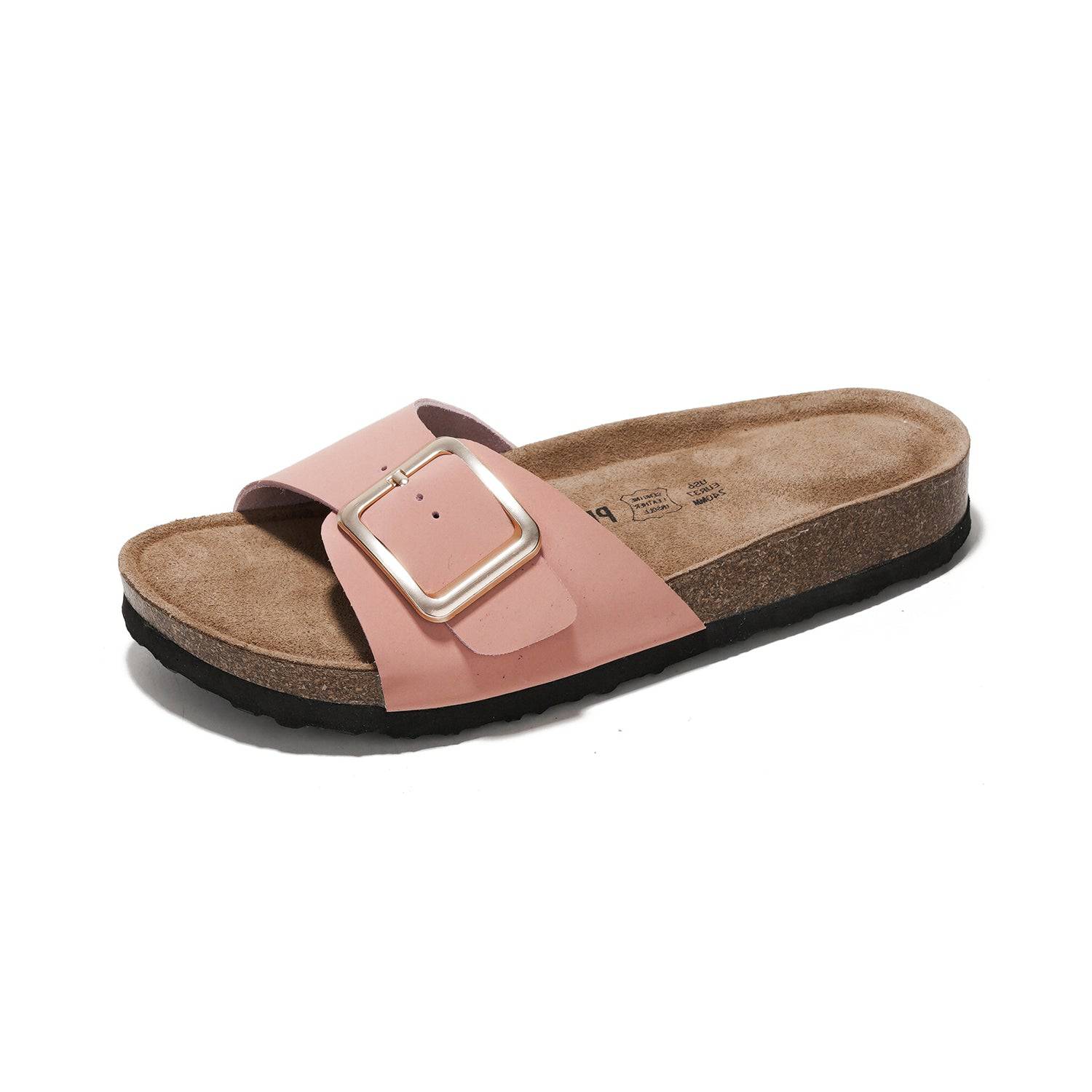 Project Cloud Ibiza Pink Leather Sandals with Buckle - Women's Summer Beach Flip Flops