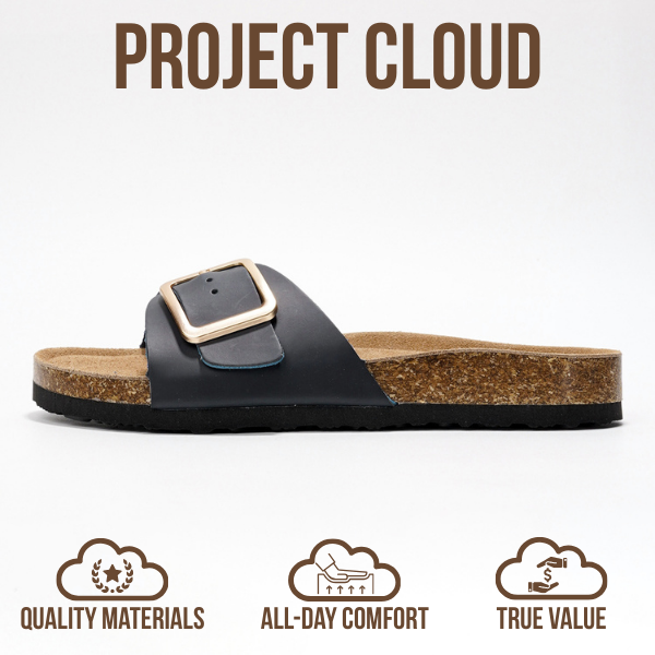 Project Cloud | "Ibiza" Genuine Leather Sandals for Women | Memory Foam | Lightweight | Non-Slip