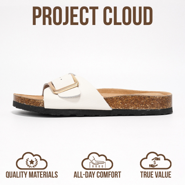 Project Cloud | "Ibiza" Genuine Leather Sandals for Women | Memory Foam | Lightweight | Non-Slip