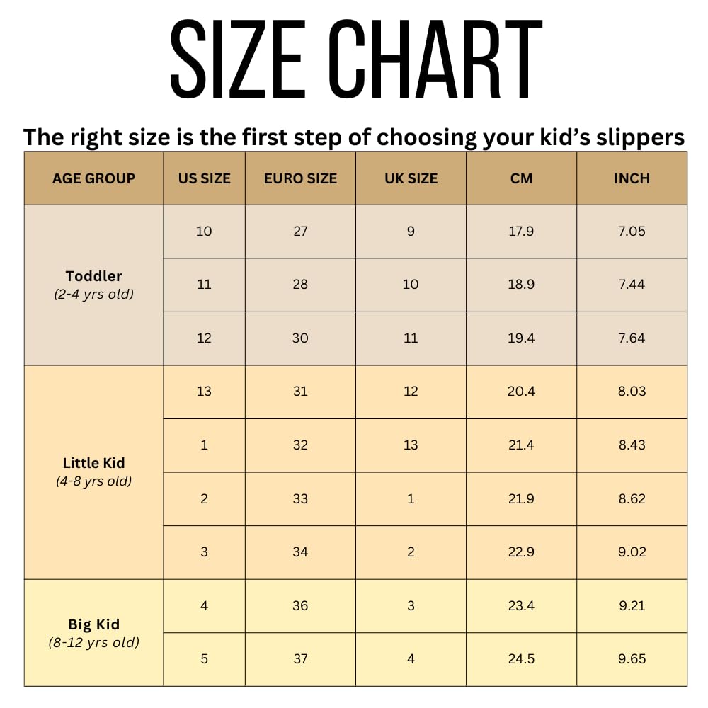 Project Cloud Kids' Boots Size Chart: US, Euro, UK, CM, and Inch sizes for Toddler, Little Kid, and Big Kid.