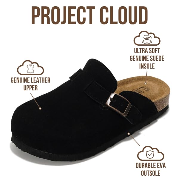 Project Cloud | "Little Benton" Clogs for kids | Genuine Leather | Memory Foam | Lightweight | Non-Slip