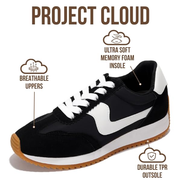 Project Cloud |"Madison" Fashion Sneakers for Women | ProjectPlush Memory Foam Technology | Anti-Slip