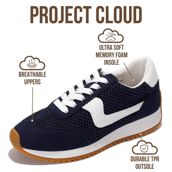 Project Cloud |"Madison" Fashion Sneakers for Women | ProjectPlush Memory Foam Technology | Anti-Slip