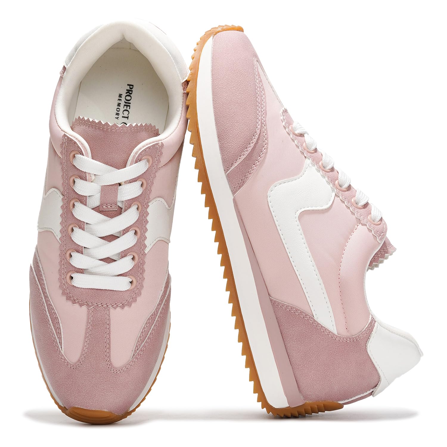 Project Cloud Madison women's blush pink sneakers with white accents, lace-up, and non-slip rubber sole.