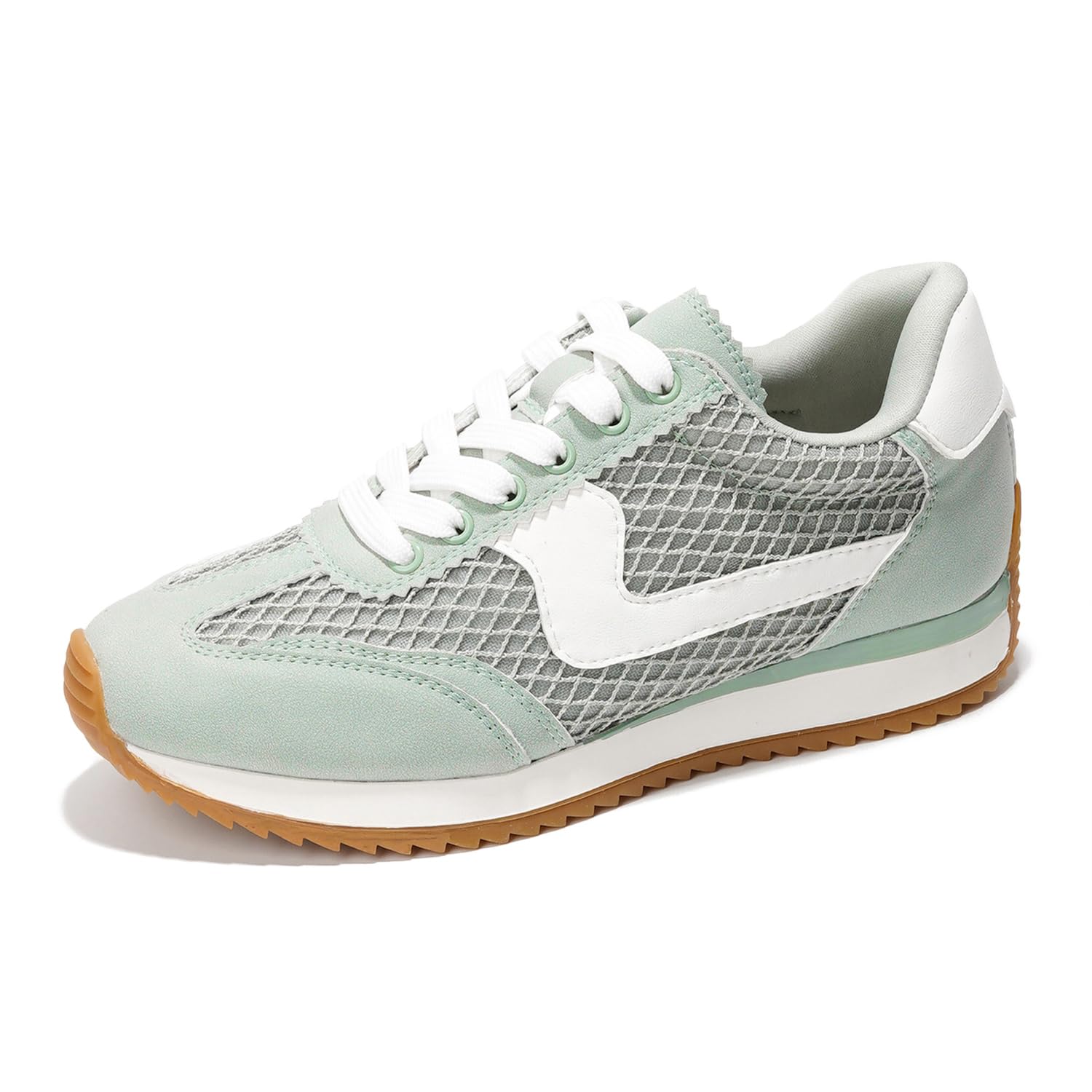 Project Cloud Madison women's mint green sneakers with mesh upper, lace-up, and non-slip rubber sole