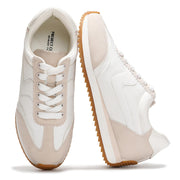 Project Cloud Madison women's sneakers, white with beige accents, lace-up design, memory foam insole, and non-slip sole.