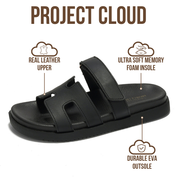 Project Cloud | "Mayven" 100% Genuine Leather Women's Sandals | Memory Foam | Lightweight | Non-Slip