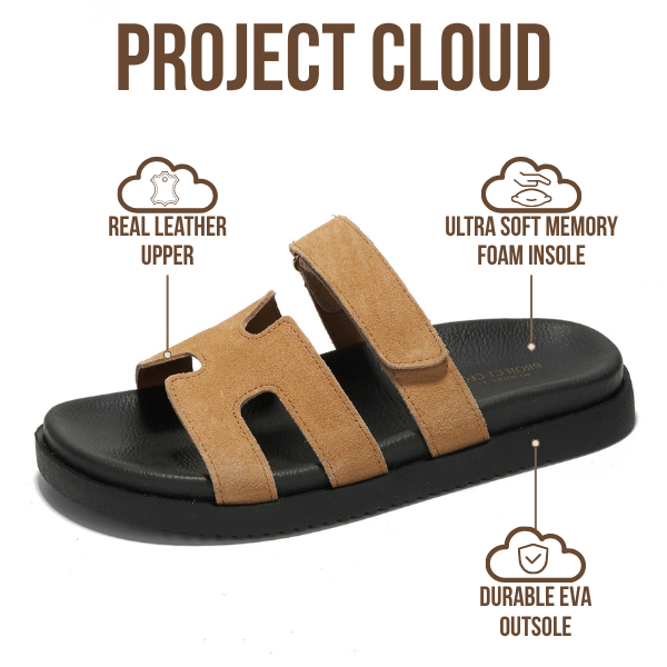 Project Cloud | "Mayven" 100% Genuine Leather Women's Sandals | Memory Foam | Lightweight | Non-Slip