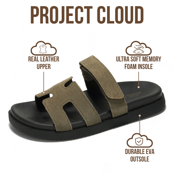 Project Cloud | "Mayven" 100% Genuine Leather Women's Sandals | Memory Foam | Lightweight | Non-Slip
