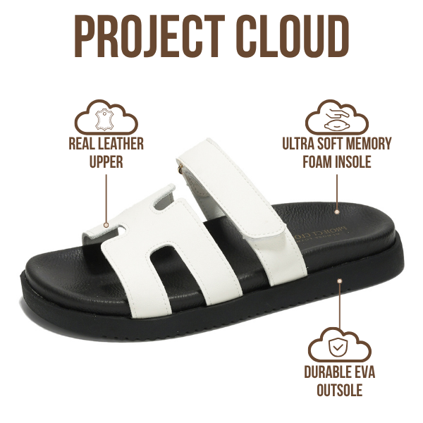Project Cloud | "Mayven" 100% Genuine Leather Women's Sandals | Memory Foam | Lightweight | Non-Slip
