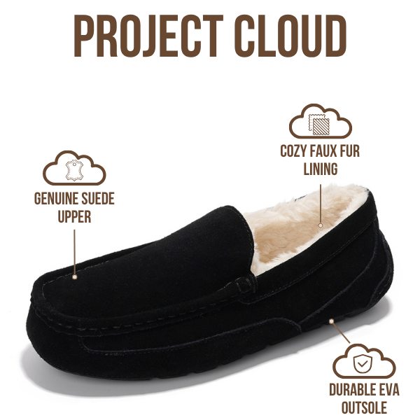 Project Cloud | "Oswin" Genuine Suede Mens Slippers - Loafers | Memory Foam | Lightweight | Non-Slip