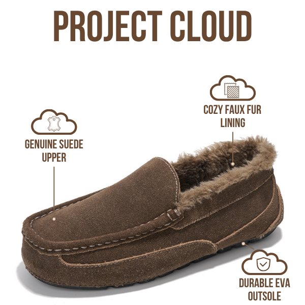 Project Cloud | "Oswin" Genuine Suede Mens Slippers - Loafers | Memory Foam | Lightweight | Non-Slip