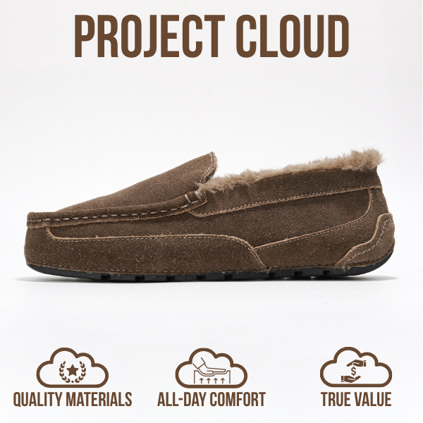 Project Cloud | "Oswin" Genuine Suede Mens Slippers - Loafers | Memory Foam | Lightweight | Non-Slip
