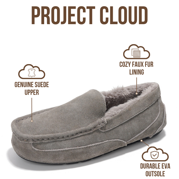 Project Cloud | "Oswin" Genuine Suede Mens Slippers - Loafers | Memory Foam | Lightweight | Non-Slip