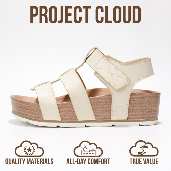 Project Cloud | "Phased" Wedge Sandals | Vegan Leather Upper | Memory Foam | Lightweight | Non-Slip